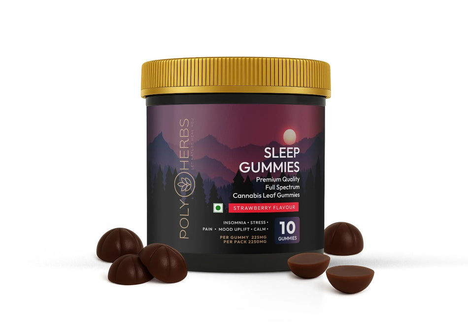 PolyHerbs SLEEP Strong CBD Gummies 225mg Per Gummy, (1:5)  For Insomnia | Stress | Pain Relief | Mood Support | Calm